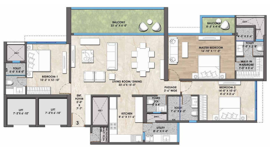 The-Hyphen-3-BHK-Refuge-Floor-Plan
